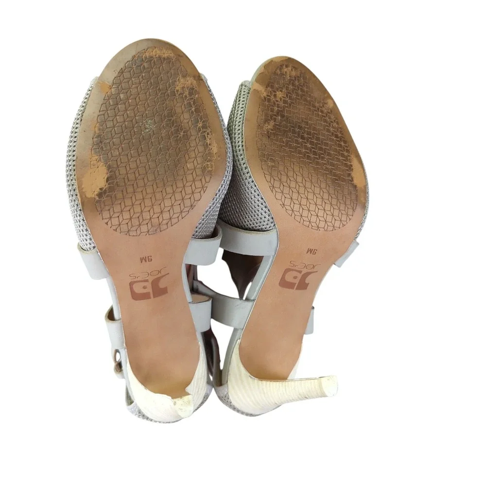 Joe's Jeans Women's Mesh Peep Toe Cross Strap Buckle Heel Sandal Size‎ 9M